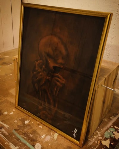 ONE WHO SEES WHAT EYES DO NOT - Original Dark Art, glassed and framed.