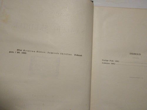 Samlede Skrifter - Kristian Elster. bok, inbunden. 1903. danska. Fine