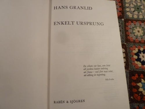 ENKELT URSPRUNG, H. GRANLID, 1979,  BÖCKER