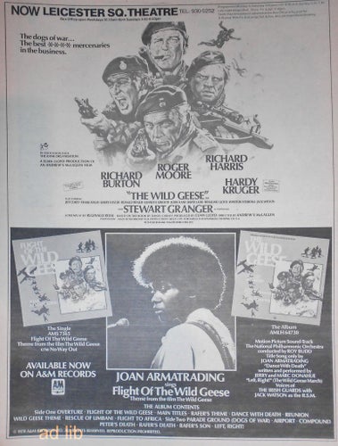 THE WILD GEESE (ROGER MOORE) - MOVIE, SOUNDTRACK, STOR TIDNINGSANNONS 1978