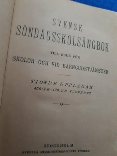 bok Svensk Söndagsskol sångbok 1925 !