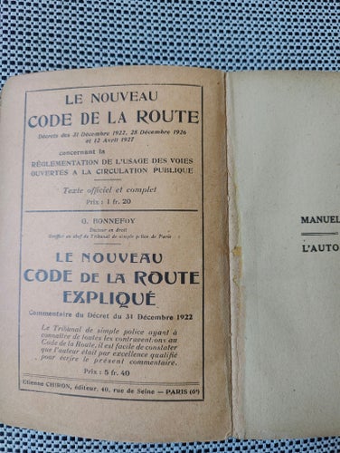 Manuel de L'Automobiliste av L. Razaud, 1927