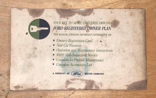 1962 Ford Falcon Registered Owner´s Manual