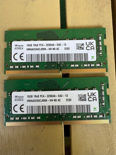 SK Hynix DDR4 RAM 32GB 1Rx8 PC4-3200AA-SA2-13 2x16GB RAM
