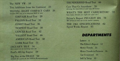 Motor Trend 1961/8 Volvo 544,Ford,Chevrolet,Indy,wagon,Buick,wagons, Ford Pickup
