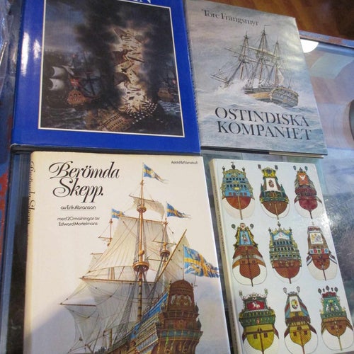 4 böcker om äldre skepp, segelfartyg, segling, Stora fina böcker