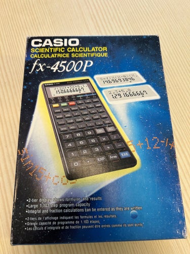 Casio fx-4500P Programmerbar Miniräknare med kartong och manual