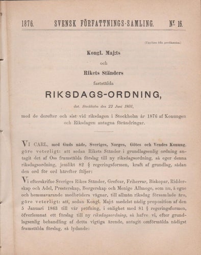 SFS 1876-15,16 och 17 Tre grundlagar