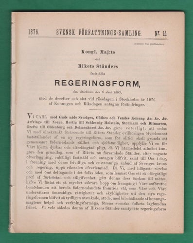 SFS 1876-15,16 och 17 Tre grundlagar