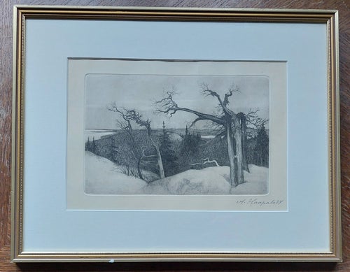 Leonid KUZMIN Signerad etsning, 1934. Originaltryck av Haapala