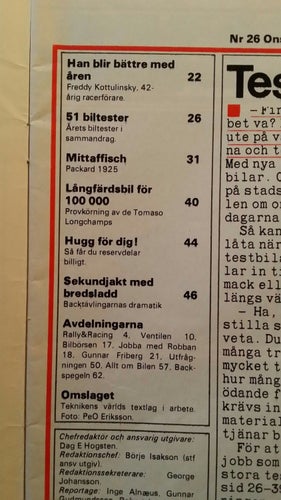 Teknikens Värld nr 25 1974: De Tomaso Longchamps, 51 biltester