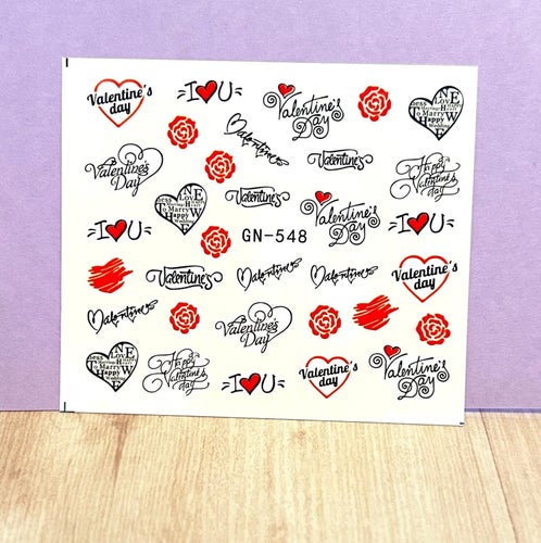 Nail Art Stickers doodles kärlek I Love You Valentines Day rosor naglar trend