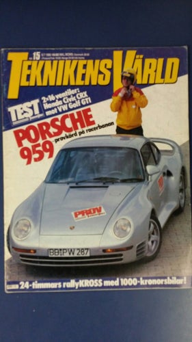 Teknikens Värld nr 15 1986: Porsche 959, VW Golf GTI 16V, Honda CRX