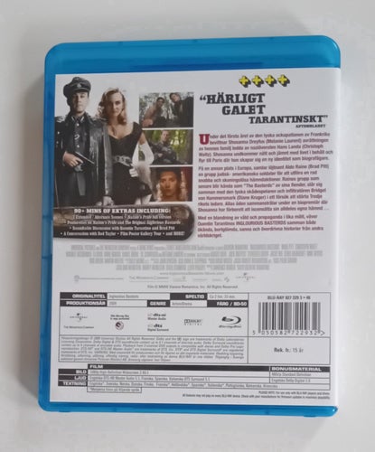 Inglourious Basterds Blu-ray / Brad Pitt / Svensk Text / Fint Skick