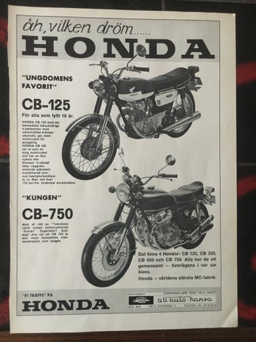 HONDA CB125 CB-125 CB750 1970 Annons