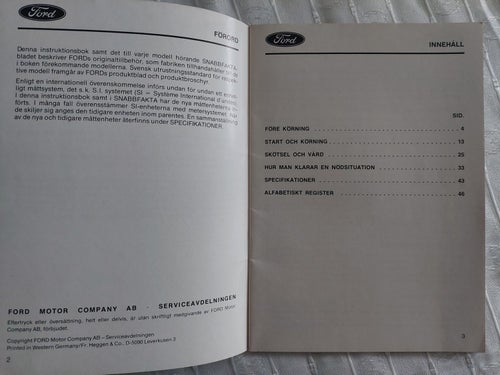 Ford 1978 Instruktionsbok