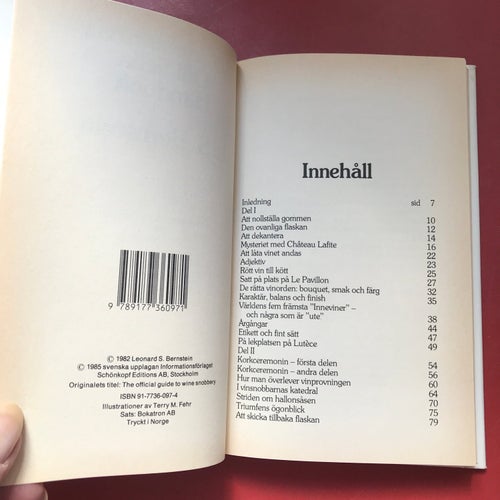 VINSNOBBARNAS OFFICIELLA HANDBOK Leonard S. Bernstein 1985