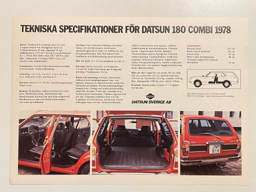 DATSUN 180 COMBI 1978 DATABLAD MKT FIN!