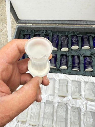 Glass Chess Set with Storage Case