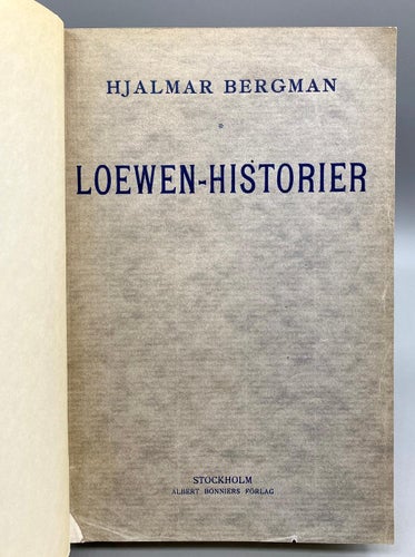 Loewen-Historier av Hjalmar Bergman (Roman)