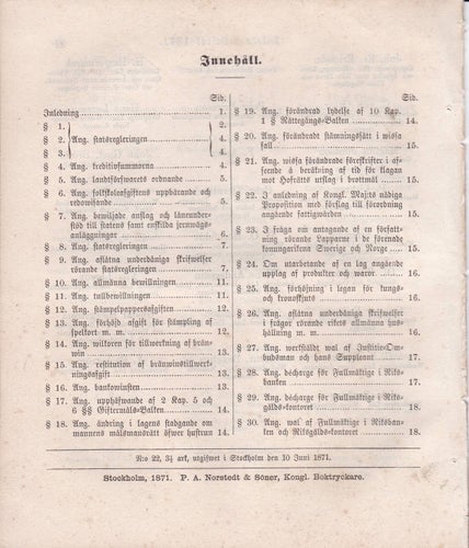 SFS 1871-22 Sweriges Riksdags Beslut
