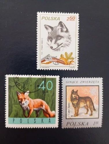 Lot of 3 CTO stamps from Poland- fox
