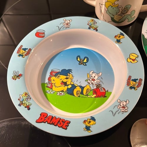 Bamse tallrik, skål , mugg och bestick