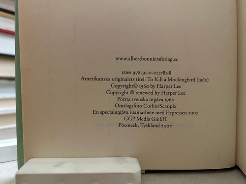 Dödssynden To Kill a Mockingbird av Harper Lee, bok, Very good plus