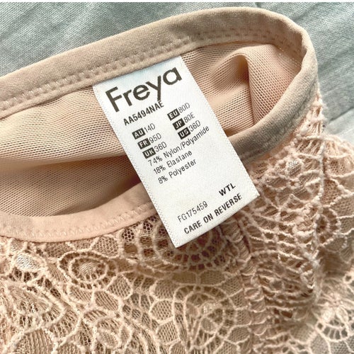 Freya, ljusrosa ovadderad spets bh, Stl 80D
