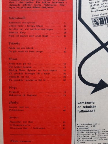 Teknikens Värld nr 19 1955: Triumph TR2, Lambretta 150 LD