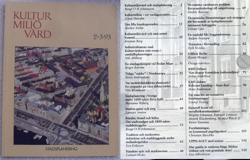 Kulturmiljövård 2–3/1993, tema: stadsplanering
