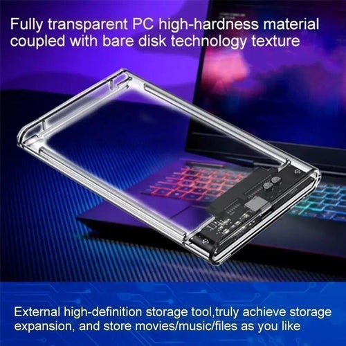 USB HDD Case SATA Enclosure 2.5" Hårddisk kabinett transparent