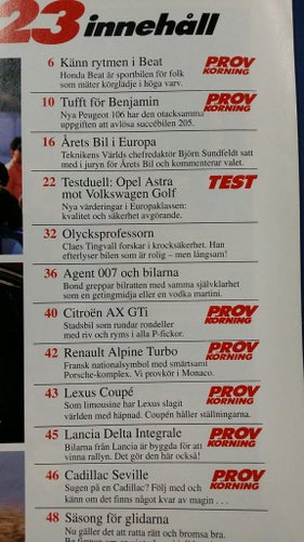 Teknikens Värld nr 23 1991: Honda Beat, Peugeot 106, Citroën AX GTi, Alpine A610
