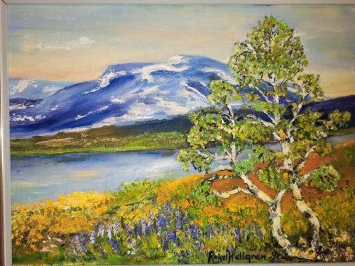 RAKEL HELLGREN, 92, OLJA PÅ PANNÅ MED TRÄRAM., MÅTT 40 x 31 CM INKL RAM.