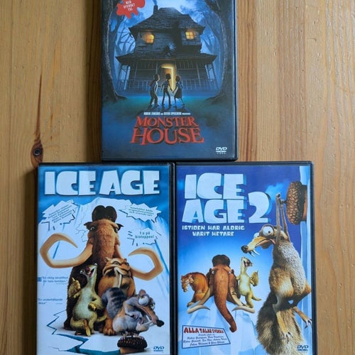 Ice Age, Ice Age 2 och Monster House (3 DVD-filmer)