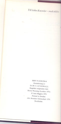 Stormvarning av Jack Higgins, 1976, 1:a svenska utgåvan