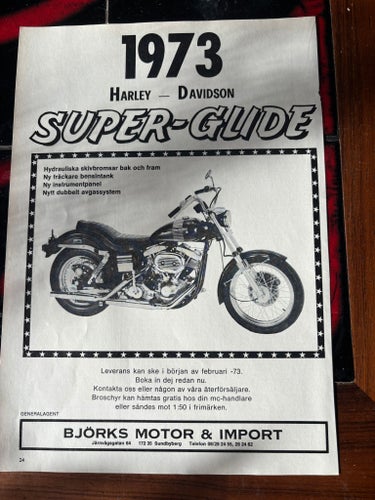 Harley-Davidson Super-Glide från 1973 annons