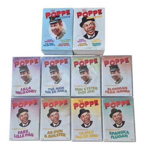 Nils Poppe På Fredriksdalsteatern 8 Filmer 2 DVD Boxar / Fint Skick