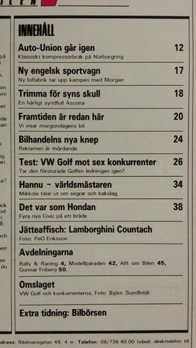 Teknikens Värld 1 1984: Honda Civic (3-d, 4-d, Shuttle, CRX), VW Golf, Alfa 33
