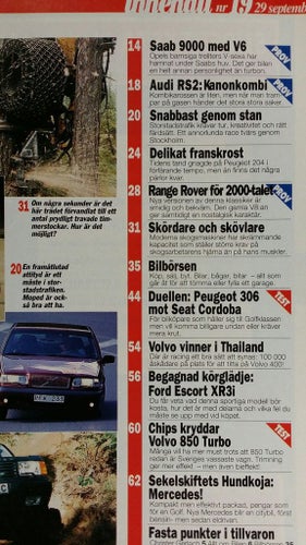 Teknikens Värld 19 1994: Saab 9000 3,0 V6, Audi RS2, Range Rover, Seat Cordoba