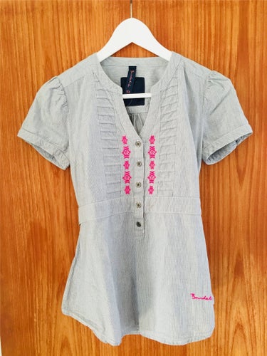 Bondelid topp med brodyr, boho, shabby chic, storlek XS