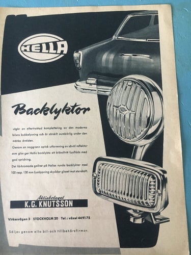 Hella Backlyktor annons från 1956