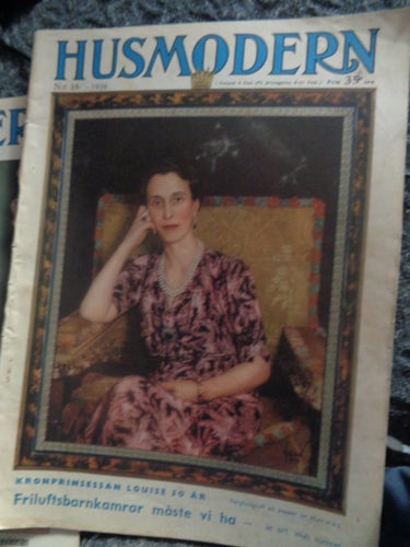 Husmodern nr26 1939 kungligt Prinsessan Louise, Nils Bohman, mode & mat,