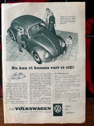 Reklam för Volkswagen bubbla 1956