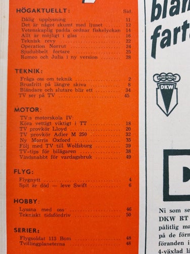 Teknikens Värld nr 11 1954: Lloyd LP400S, Adler M 250, Morris Oxford