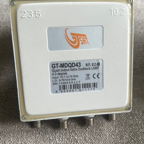 GT-MDQD43 Quad Output Astra Duoblock LNBF 4.3 grader