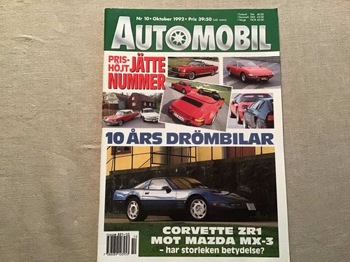 AUTOMOBIL NR 10 1992 CORVETTE,MAZDA MX-3,CITROËN DS,MERCEDES 220 SE,THUNDERBIRD