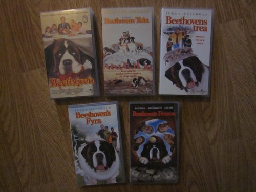 Beethoven 1-5 filmerna på VHS