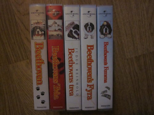 Beethoven 1-5 filmerna på VHS