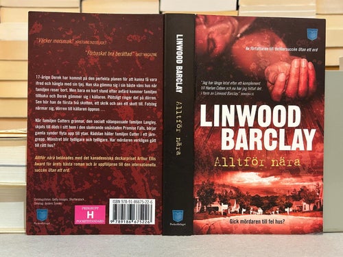 Alltför nära av Linwood Barclay, bok, Very good plus